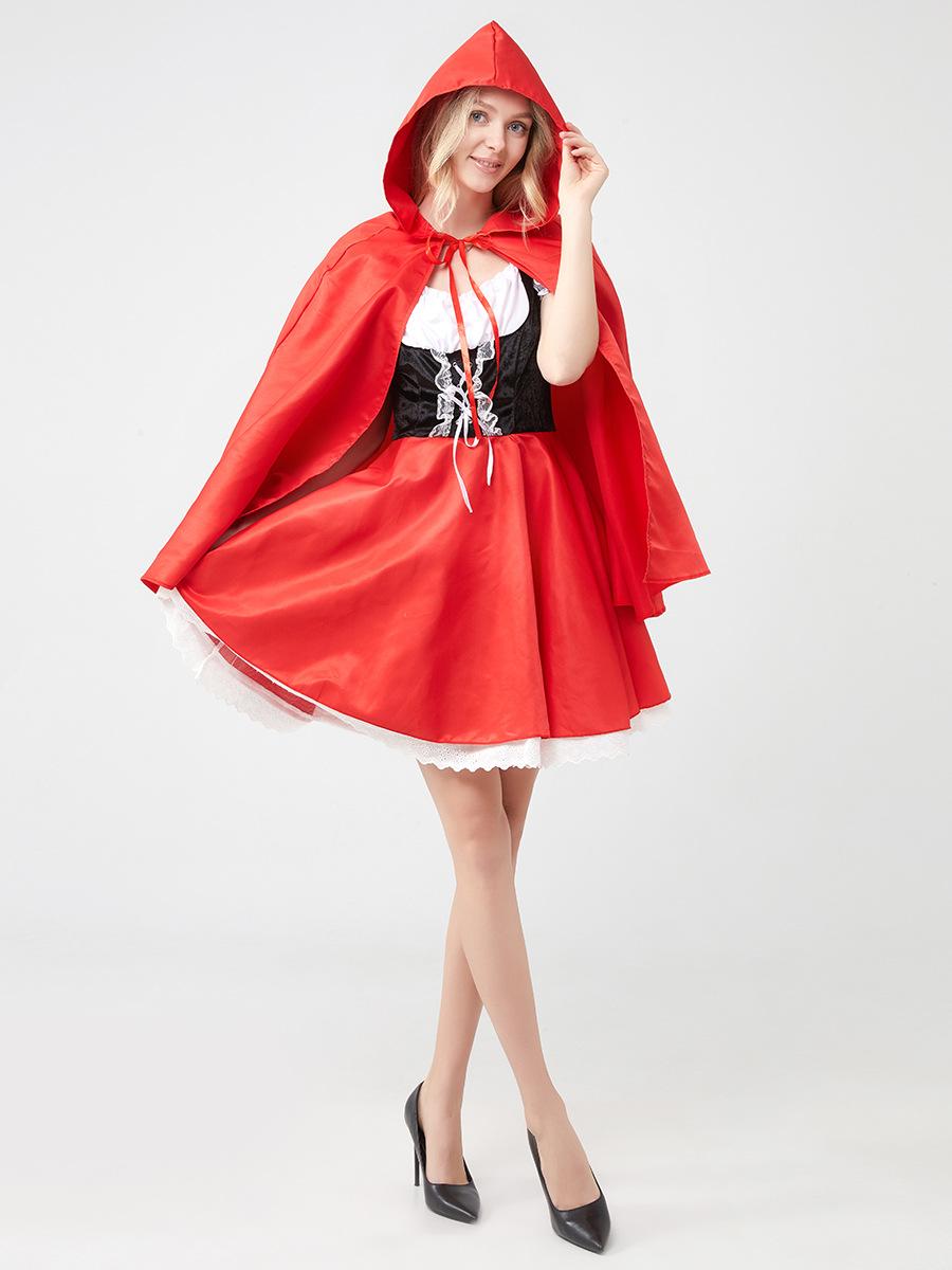 

Костюмы Маленькой Красной Шапочки на Хэллоуин для женщин Косплей Маленькая Красная Шапочка Фэнтези Игровые Униформы Нарядное Платье Наряд Драматические Костюмы S красный