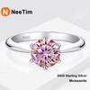 NeeTim Inele cu Moissanit Albastru Roz Violet Negru de 0,5ct 1ct 2ct 3ct pentru Femei Argint 925 Verighetă Petrecere Inel de Femeie