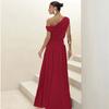 Summer New European and American Women's Clothing Temperament Solid Color Diagonal Collar Sleeveless Waist Thin Hip-wrapped Dress Women