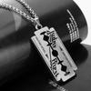 New Fashion Stainless Steel Razor Blade Necklace Men Hip Hop Enamel Metal Pendant Jewelry For Judas Priest Gift
