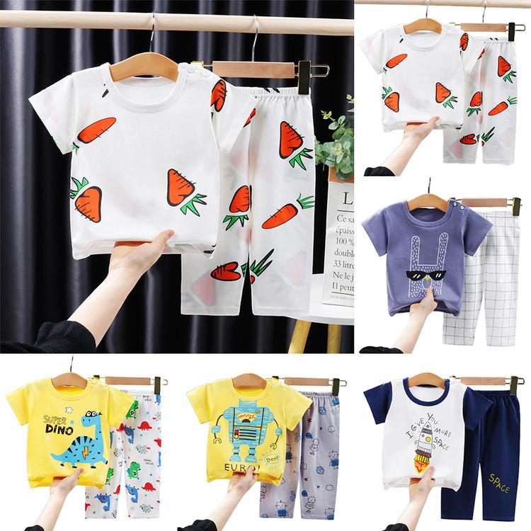 

Домашняя одежда для маленьких мальчиков и девочек, костюм, повседневная одежда, футболки с короткими рукавами + брюки, пижамный комплект, детская одежда для сна