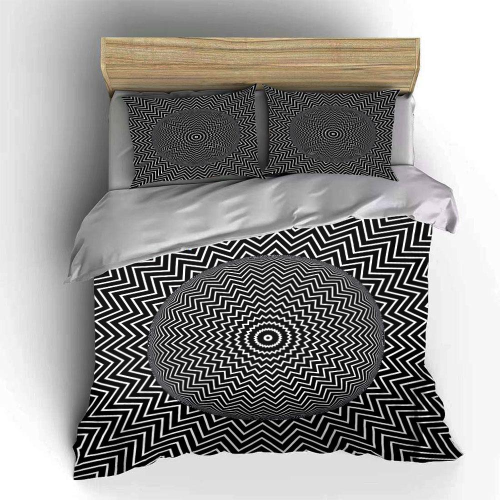 "Geometric Pattern Three-Piece Set Decor" Bedding Set with 1 Duvet Cover 2 Pillowcases Single Double King Queen Gift