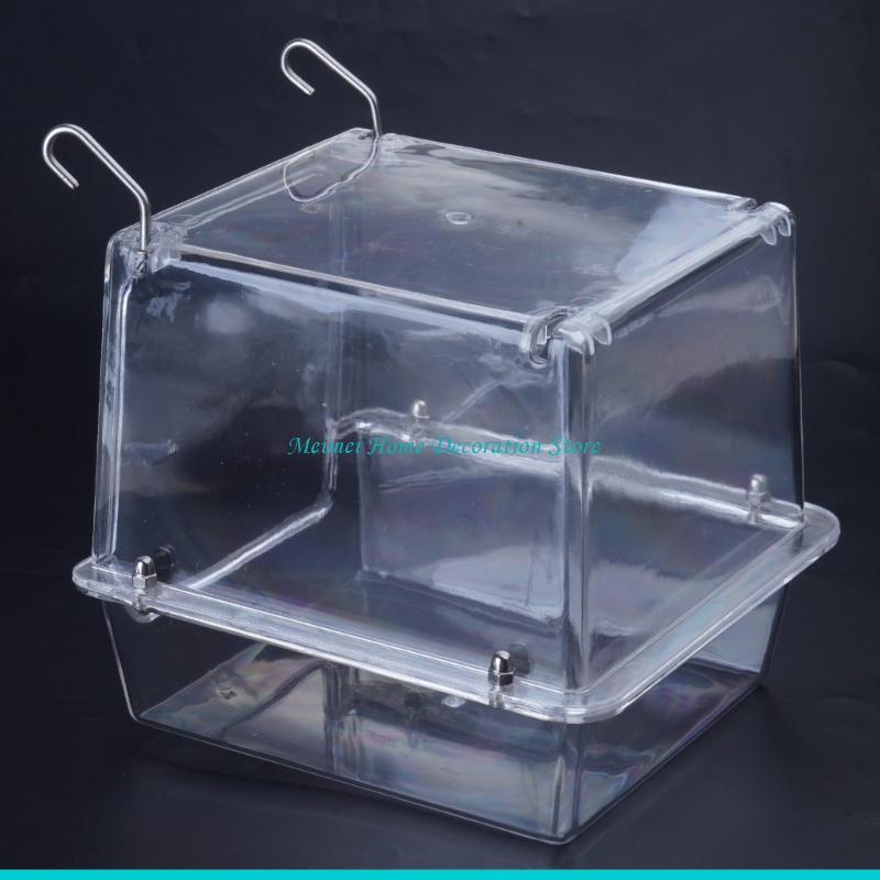 H7BF Shower Box Feeder,Sleeping Nest,Small Birds Bathtub for Pet Finch Accessories Parrot Bath Box with Clear View for Pet
