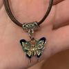 Y2K Vintage Butterfly Pendant Choker  Personality Pu Leather Rope Necklace Jewelry Gifts