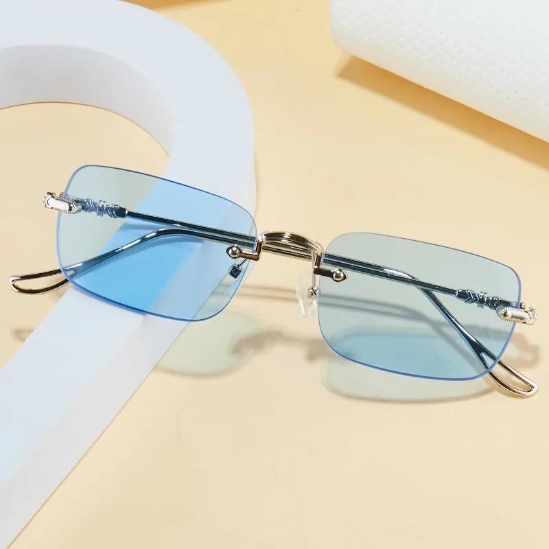 Fashionable Retro Square Unisex Frameless Sunglasses UV Protection Street Style Versatile Slimming Design for Men And Women