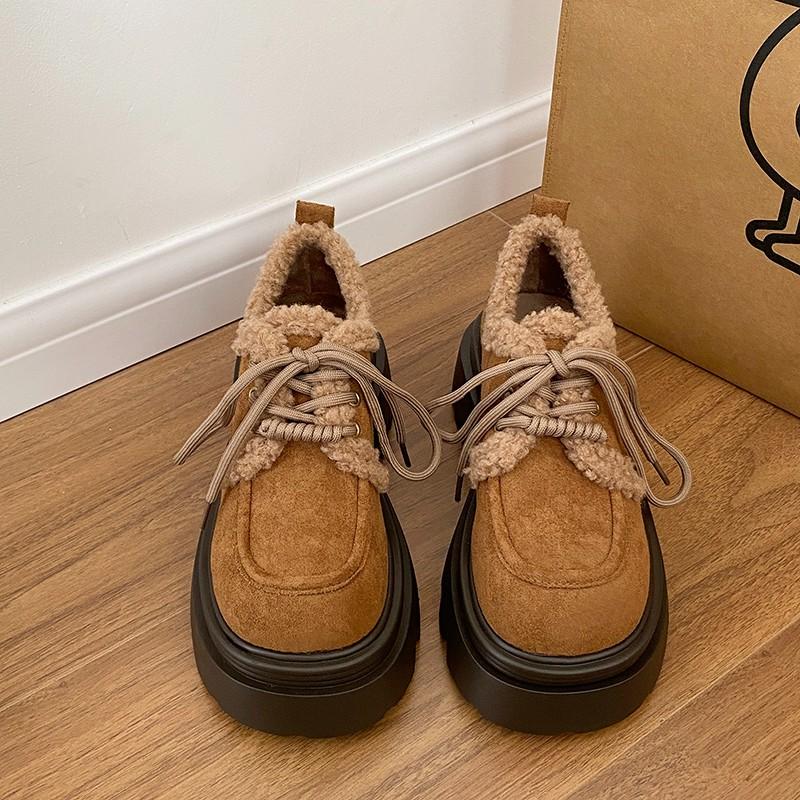 Fashion Women's Thick Heel Shoes Autumn New Round Head Deep Mouth Front Strap Thick Sole Anti-slip Wear-resistant Low-top Shoes