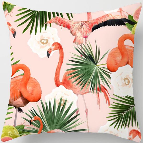 Creative Cartoon Peach-skin Flamingo Pillow Home Soft Decoration Sofa Pillow Pillow Case Soft
