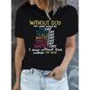 Women's Christian-Themed T-Shirt Suitable for Seasons - Short Sleeve Crew Neck Blouse Top with Verse Lettering & Religious Print,
