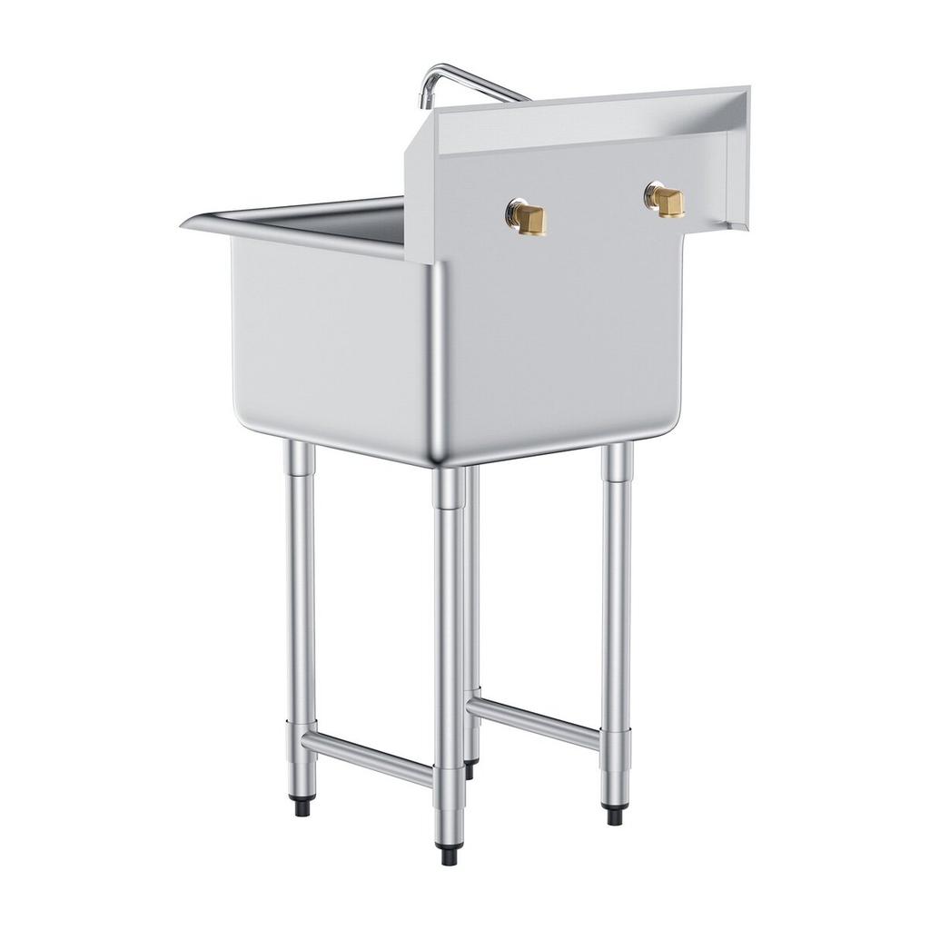 Stainless Steel Prep & Utility Sink, 1 Compartment Free Standing Small Sink Include Faucet & legs, 21"x41" Commercial Single Bowl Sinks for Garage,