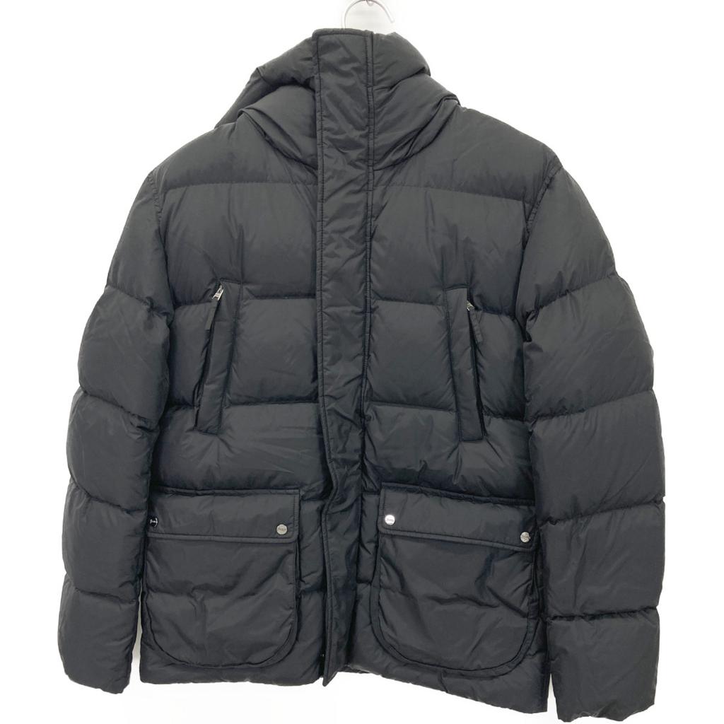HERNO PI001140U Black Water-Resistant Nylon Down Hoodie Blouson Jacket 48 blackUsed