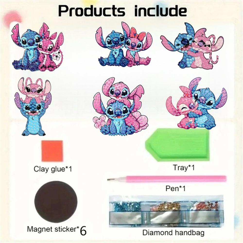 6Pcs Hugs and Kisses Series Diamond Art Fridge Magnet Diamond Painting Refrigerator Magnet DIY Fridge Stickers for Fridge Whiteboards