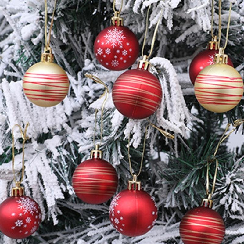 Plastic Christmas Tree Decorations Accessories Colorful Handcrafted Spherical Orbs in Gift Box for Festival Event