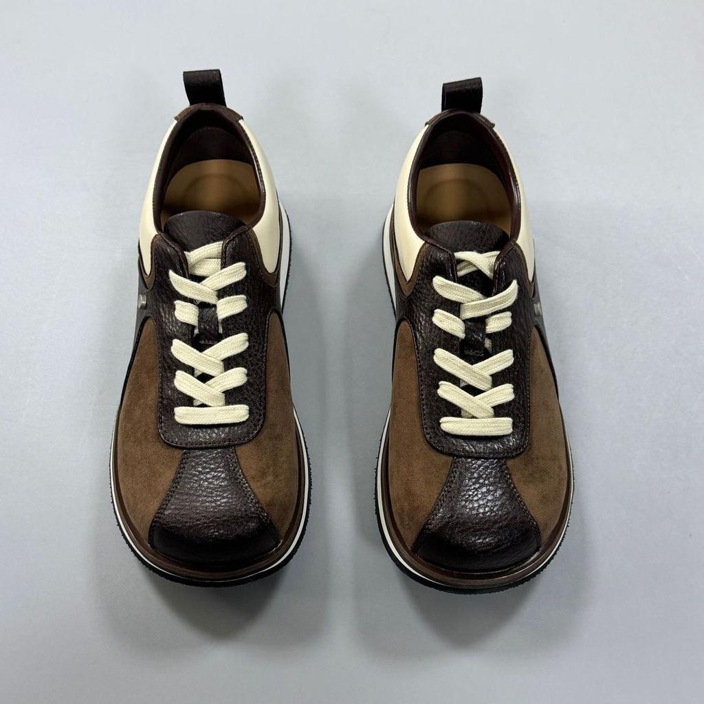 Casual Men'S Shoes Urban Outdoor Moral Training Leather Shoes Men'S Laces Men'S Thick Soles Increase Versatility