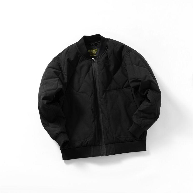 American Retro Style Ma1 Flight Jacket for Men, Winter Padded Baseball Jacket, Cotton-Padded Coat, Foreign Trade Men s Cotton Clothing Black M