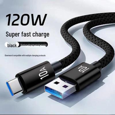 Cabo USB Trançado para Tipo-C de Carregamento Super Rápido 10A 120W para Huawei P70/P80 e Honor 400/80