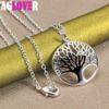 925 Sterling Silver Tree Round Pendant Necklace Jewelry