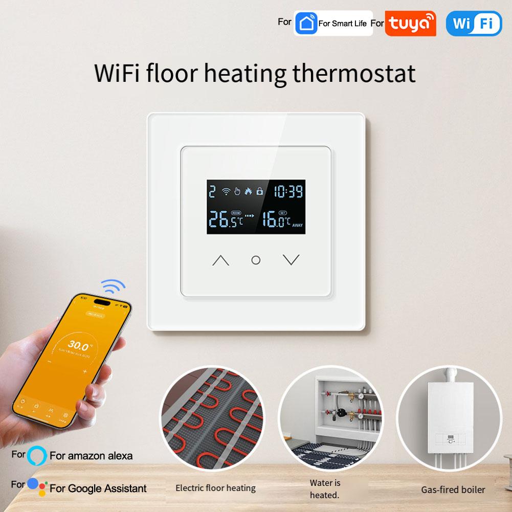 For Tuya WiFi Smart Thermostat Temperature Control Switch with Child Lock for Floor Heating and Wall Mounted Boilers