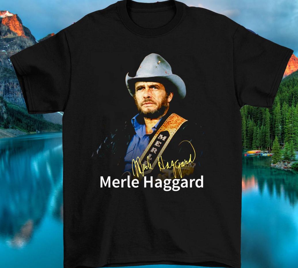 Merle Haggard signature Live T-shirt size S-5XL S