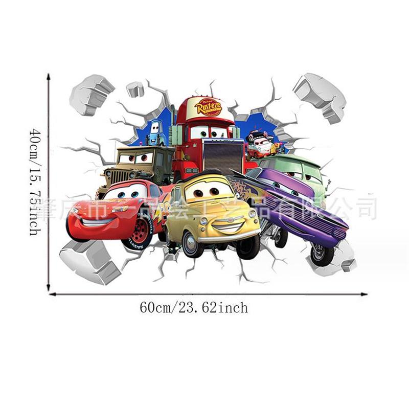 Cartoon Cars Lighting McQueen 3D Wall Sticke s For Kids Room Home Bedroom PVC Decor Cartoon Movie Mural Art Decals