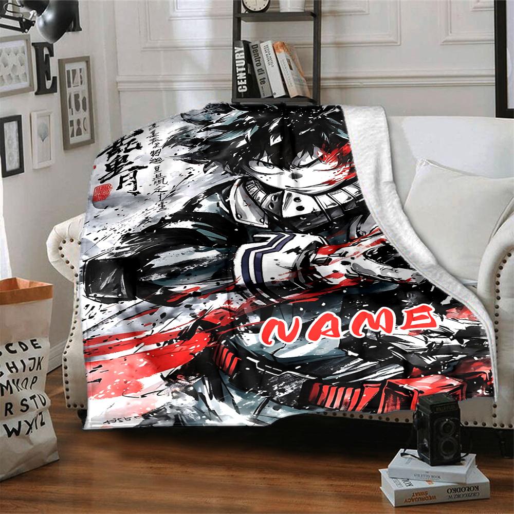 Custom 1pc Midoriya's Dynamic Poses Blanket, Soft And Comfortable Blanket, Casual Warm, Camping Travel Blanket, Birthday Gift Q912104