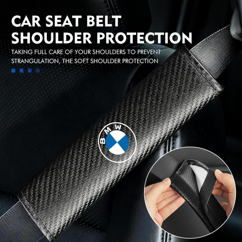 BBKL3 Car Seat Belt Carbon Safety Shoulder Cover Protection Padding For BMW 1 3 5 7 Series M F01 F20 F10 F13 E52 E53 E60 E93