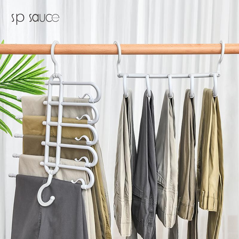 Folding magic 5-layer stainless steel trouser clip saves space and retractable multi-layer hanger for hanging trousers and scarv