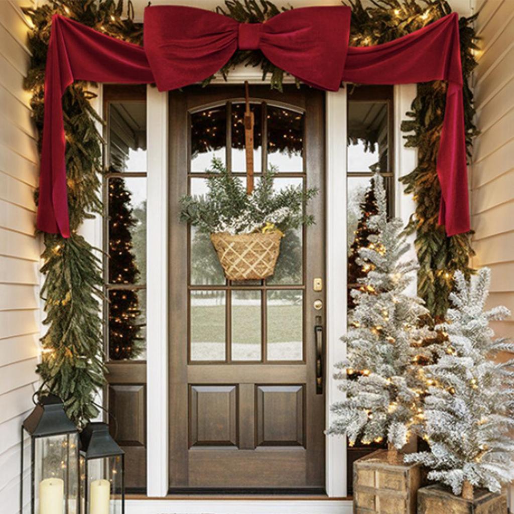 70.8 Inch Large Red Christmas Bows For Wreaths Christmas Tree Topper Bow New Year Eve Decoration Home Outdoor Velvet Ribbon Tie