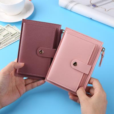 1Pc Fashion Casual Business Card Holder PU Leather Mini Card Holder with Zipper Valentine\s Day Gift for Boyfriend