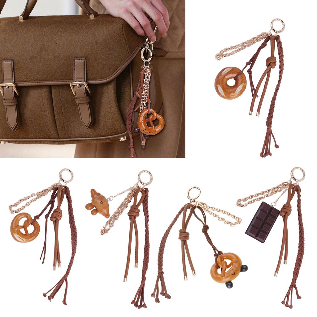 Stylish Miniature Food Themed Key Holder Bag Decoration With Braided Rope Bag Accessories For Everyday Practical Use