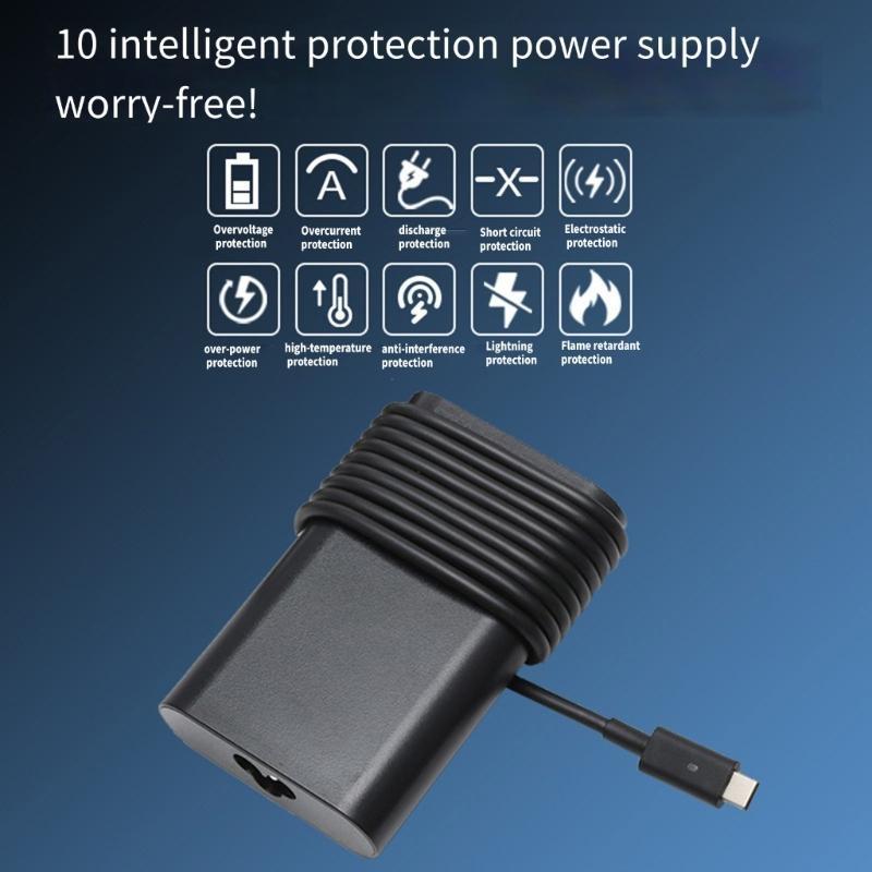 65W USB C Laptop Charger Power Adapter 100-240V For Latitude 5420 5430 5520 5530 with Fast Charging Capability