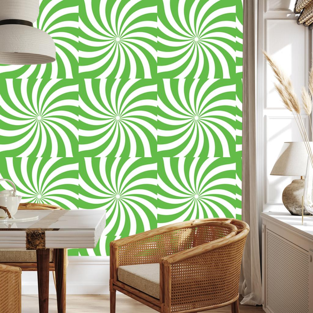 Hippie Wallpaper Background Green and White for Living Room and Bedroom 50x1000