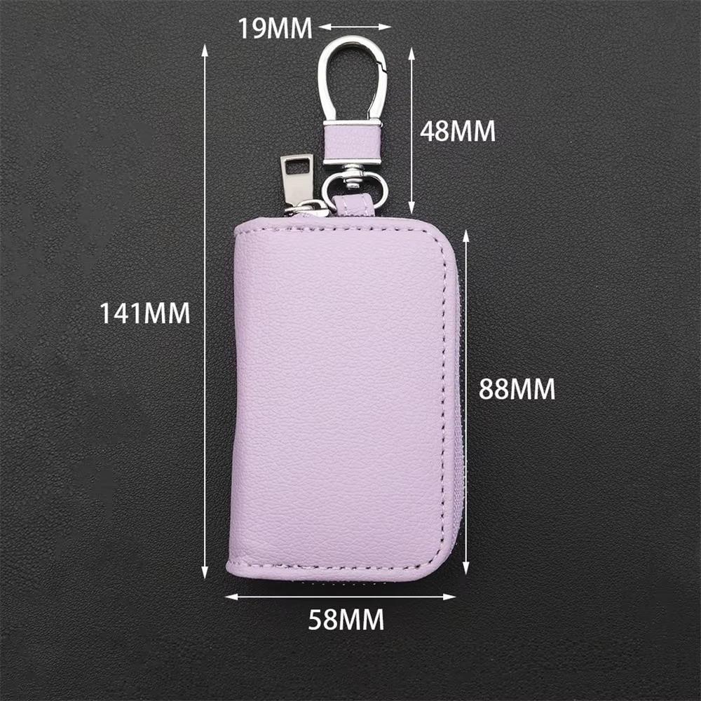 Multifunctional PU Leather Key Holder Bag Zipper Closure Compact Design Key Case Waist Hanging Key Organizer Car Keys