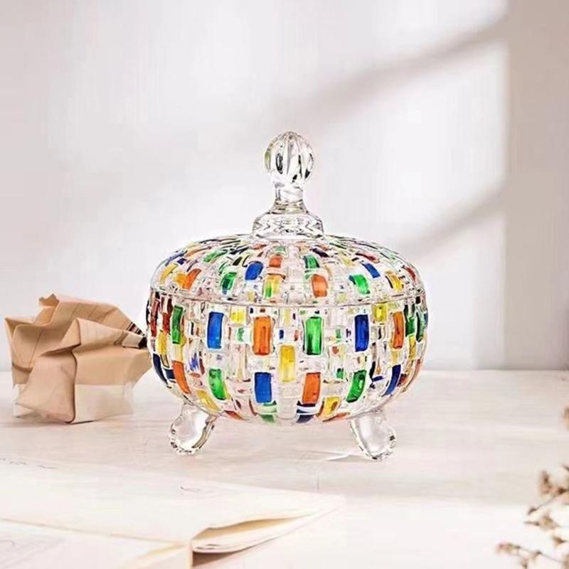 Bunte Glasbehälter mit Deckel Kristallgläser Süßigkeitenschalen Schmuckschatulle für Hochzeit, Weihnachtsfeier Dekorative Süßigkeitenschale