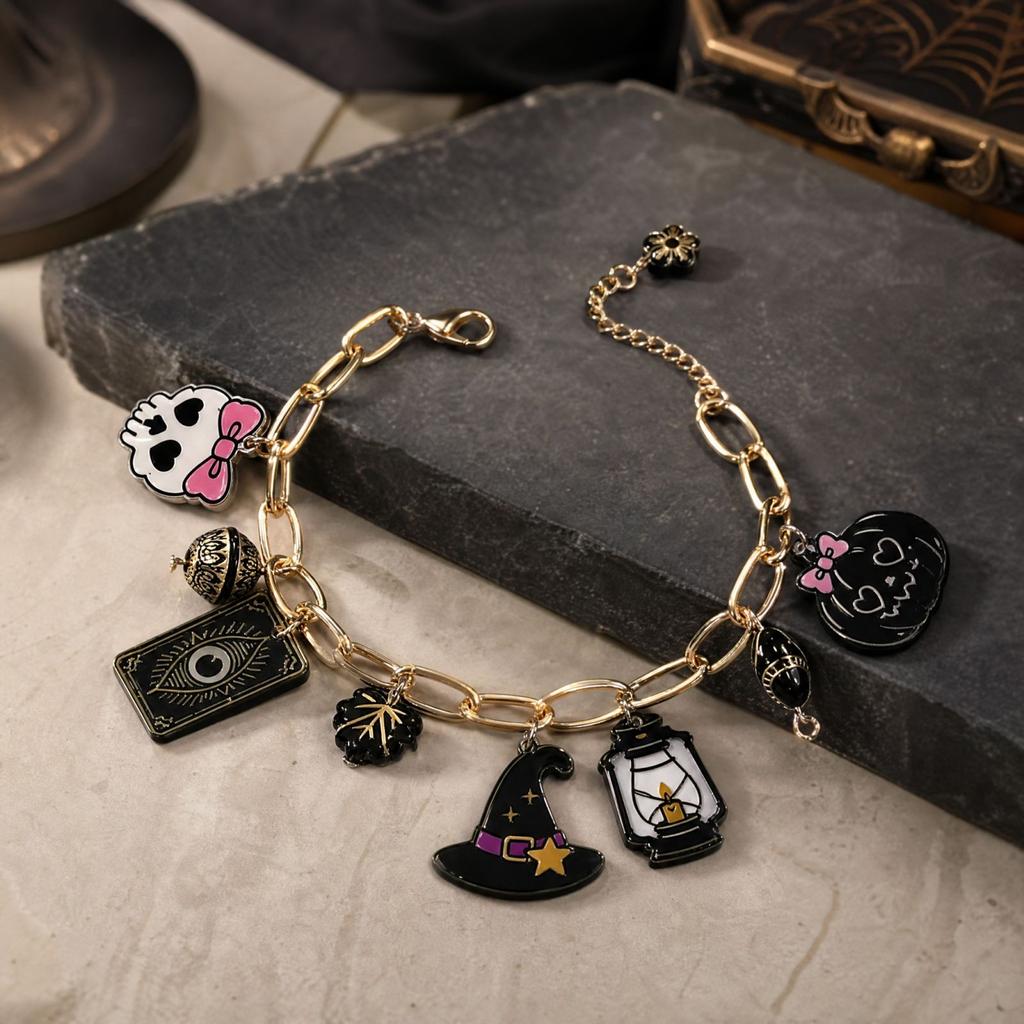 Halloween Acrylic Pendant Bracelet with Funny and Pumpkin
