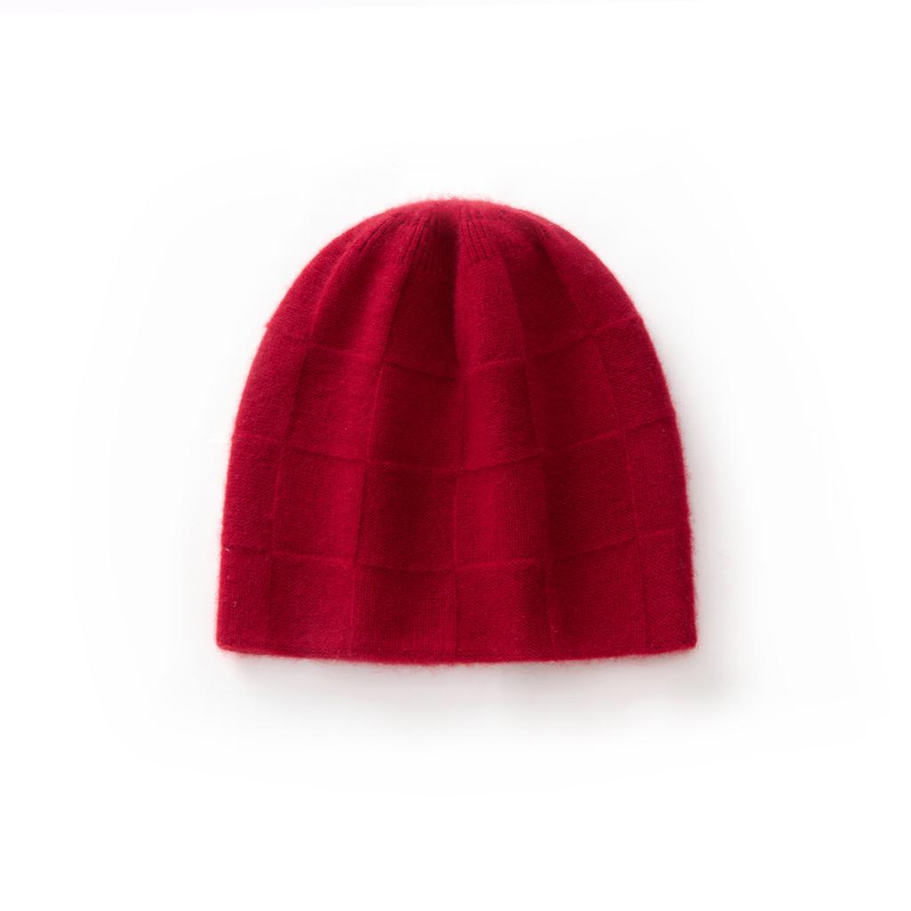European and American% pure cashmere hat men's and women's plaid jacquard bag head hat thermal ear protection hat