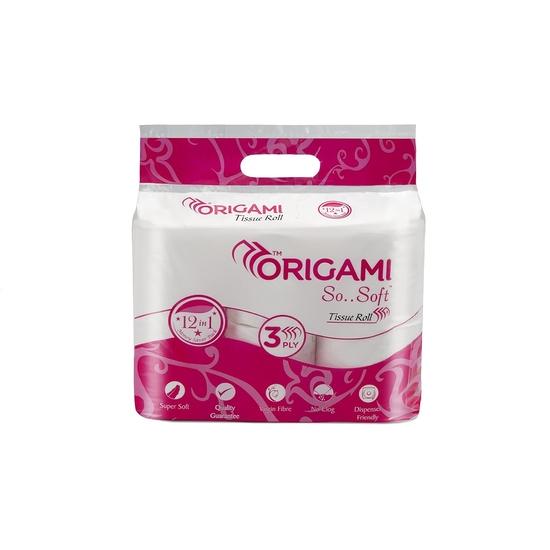 Origami So Soft 3 Ply Toilet Paper/Toilet Roll/Tissue Roll - 10 x 9.8 cm - 160 Pulls Per Roll - 12 in 1 - Pack of 8-96 Rolls, 15,360 Pulls