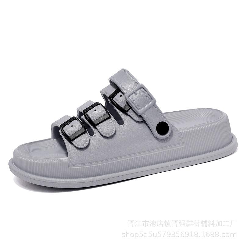 

Летние новые пляжные шлепанцы для улицы, на платформе, мужские, двойного назначения, нескользящие сандалии, дышащие, модные, универсальные шлепанцы 40 серый