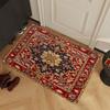 Vintage Boho Non-Slip Doormat Retro Floral Design Red Beige Indoor Outdoor Entryway Mat with Rubber Backing Home Decor Area Mat