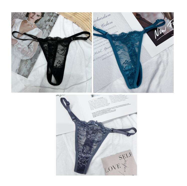 3Pcs/Set Adjustable Belt Sexy Women Lace Thong Panties Low Waist G-String Underwear Hollow Out Lace Lingerie