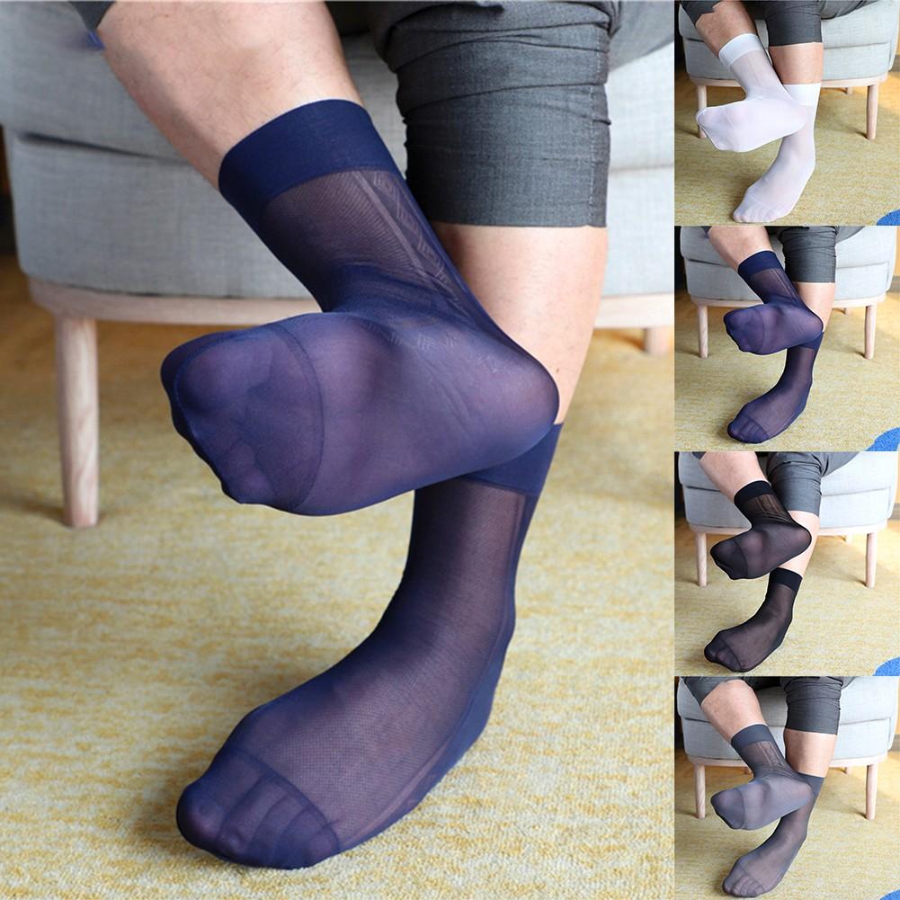 Herren Socken Elastisch Abend Formal Leicht Durchsichtig