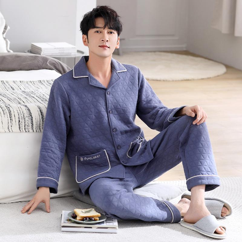 

Пижама мужская весенне-осенняя утолщенная хлопковая с длинным рукавом, мужская осенне-зимняя на подкладке из хлопка, зимняя с воздушным хлопковым промежуточным слоем, домашняя одежда L