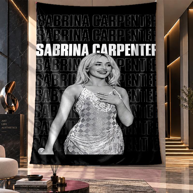 Wandbehang-Gobelin, Stoff-Hintergrund mit Aufdruck von Sabrina Carpenter für Schlafsaal-Party-Dekoration