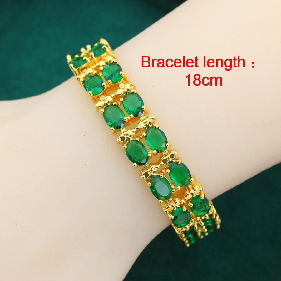 Luxus Mehr Stil Grüner Zirkonia Armreif Vergoldet Hochzeitsschmuck Geschenk Für Frauen