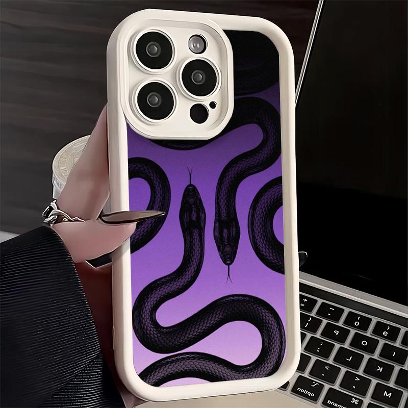 Black Snake Doodle Phone Case for iPhone 16 17 Air 16E 15 Pro Max 14 Plus 13 12 Mini Capa Soft Shell Silicone Funda