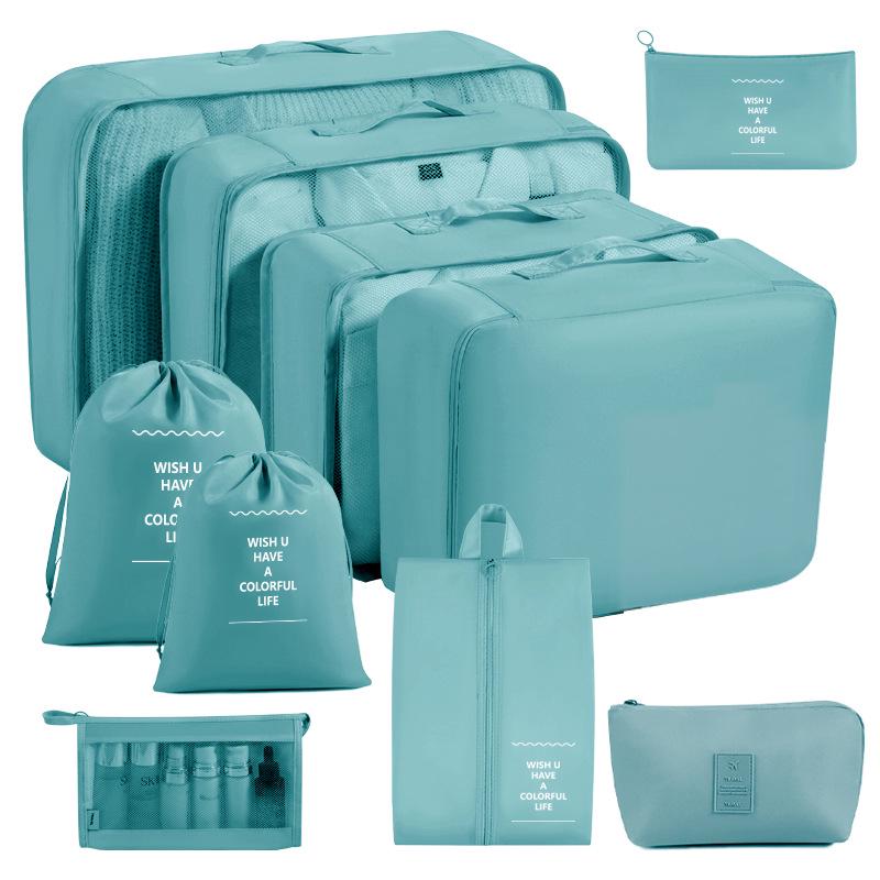 Eight-Piece Waterproof Travel Storage Bag Set for Business Trips - Large Capacity