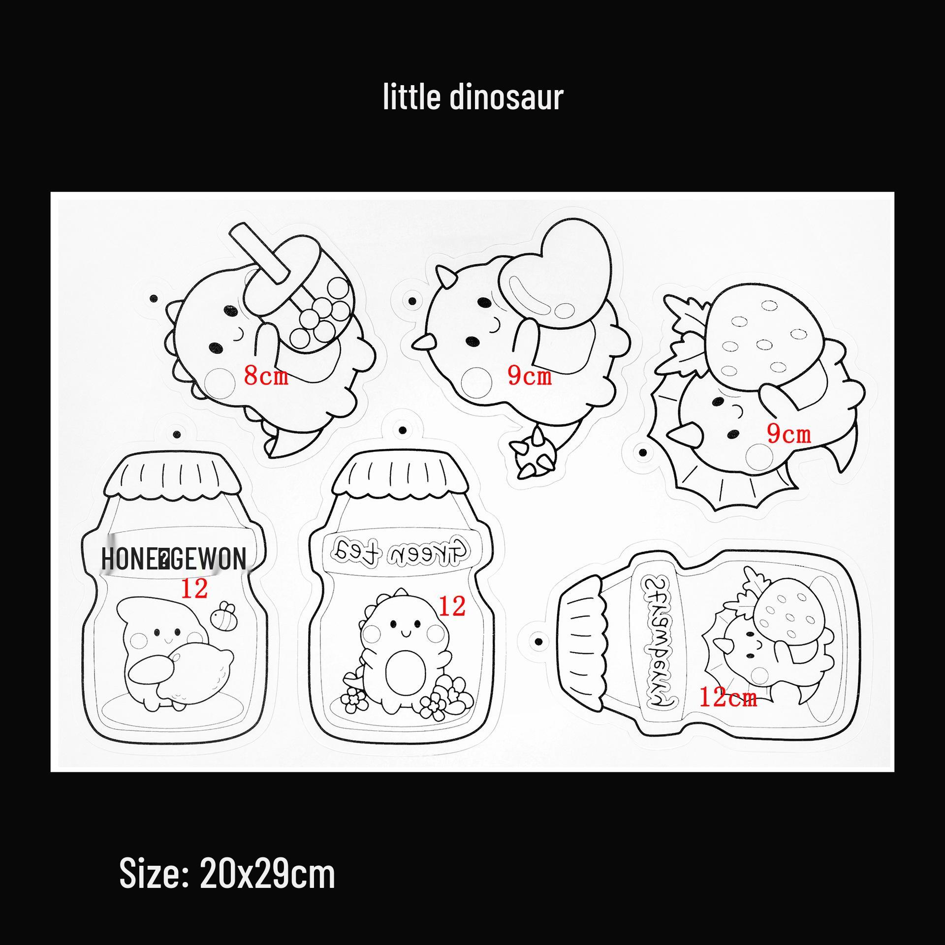 DIY Pre-Cut Shrink Plastic Craft Set: Dinosaur & Big-Eyed Girl Patterns Big-eyed Girl