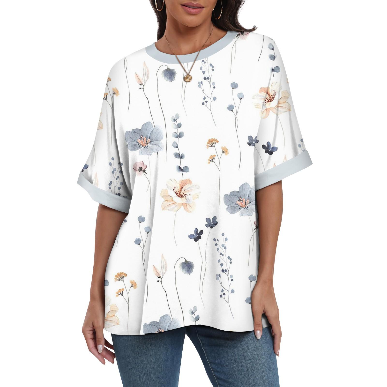 

Женская свободная футболка оверсайз с принтом, круглым вырезом, длиной до плеч, с короткими рукавами, топ XL белый