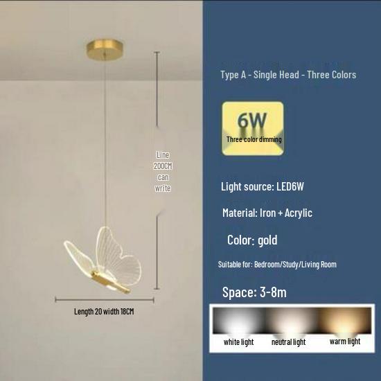 Nordic Luxury Butterfly Hanging Lamp - Modern Minimalist for Bedroom, Dining Room, or Staircase