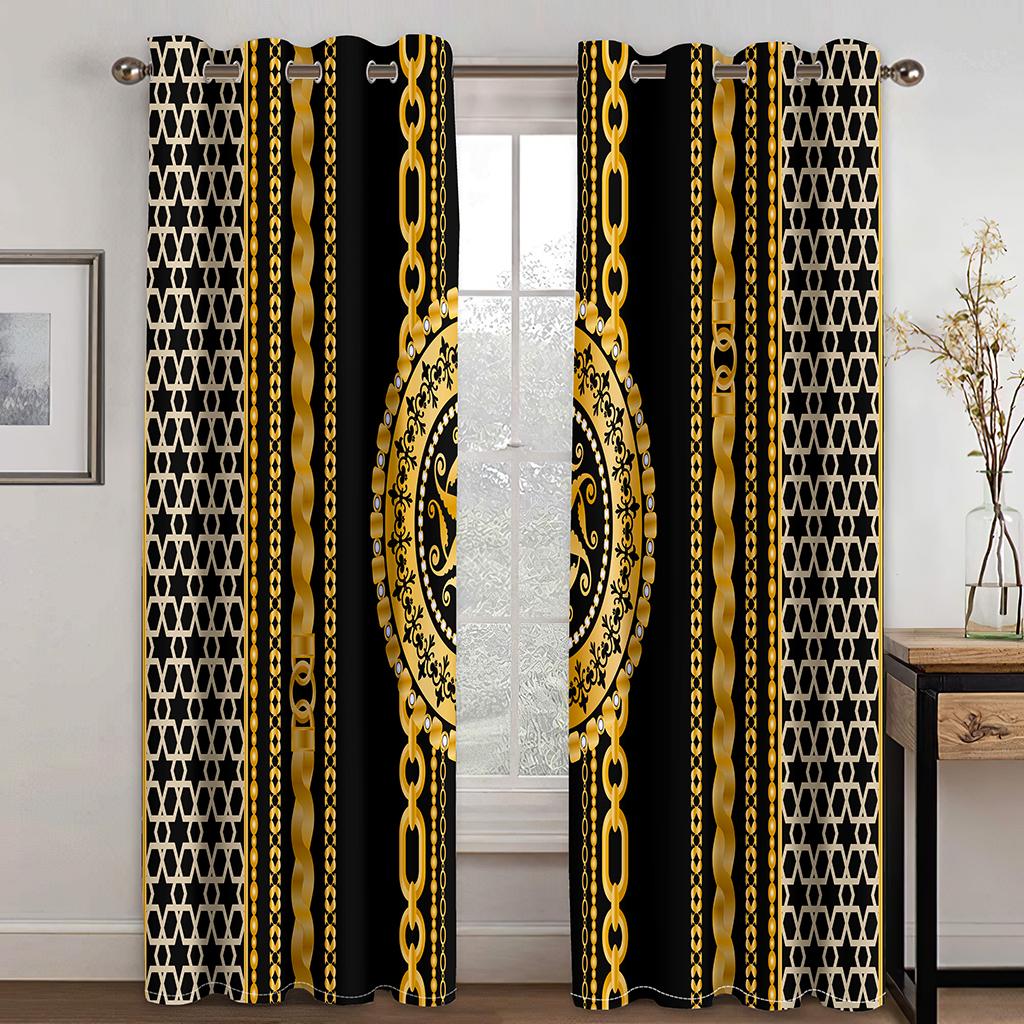 

Luxury Bohemia Baroque Gothic Saba Abstract Window Curtains Blinds for Kids Bedroom Living Room Kitchen Door Home Decor 2Pieces W50 X H130(CM)X2&Hook