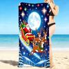 1Pc Santa Claus Sleigh Ride Beach Towel, Quick Dry, Multi-Use for Beach Pool Gym Yoga Home Travel, Christmas, Halloween, Xmas Gift S301